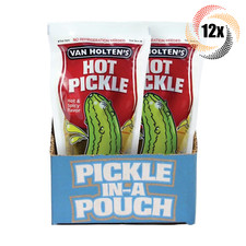 Full Box 12x Pouches Van Holten's Hot Pickle Jumbo Dill Pickle In-A Pouch | 5oz