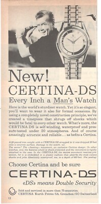 Certina DS Advertising 1 Page 1959 Original Clipping 4D Watch