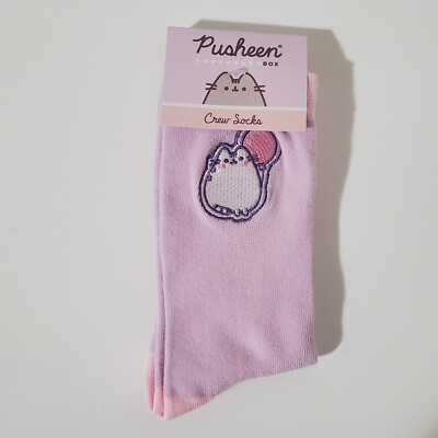 Pusheen Box Spring 2025 Cat Purple Crew Socks One Size Fits Most Women