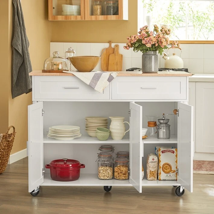 SoBuy Kitchen Island Kitchen Storage Trolley Mobile Kitchen Cabinet FKW116 WN UK