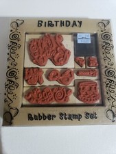 Set of 8 Happy Birthday Stampabilities Rubber Stamps