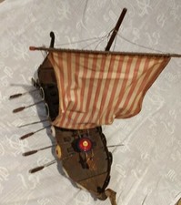 Antique Vintage Handmade Viking Longship Wooden Model on stand