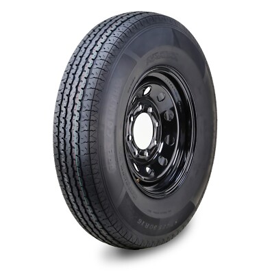 FC Trailer Tire Assembly ST225/90R16 14-Ply Black Mod Rim 8 Lug on 6.5''