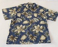 Vintage Campia Moda Mens XL Camp Hawaiian Shirt Blue Floral Rayon Resort Cruise