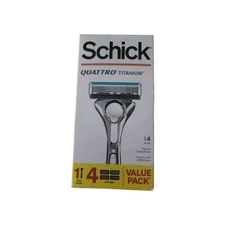 New Schick Quattro Titanium Razor and 4 Refill Cartridges
