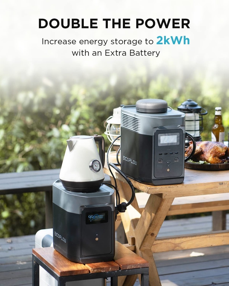 EcoFlow Delta 2 Power Station Smart Extra LiFePO4 Battery 1024Wh