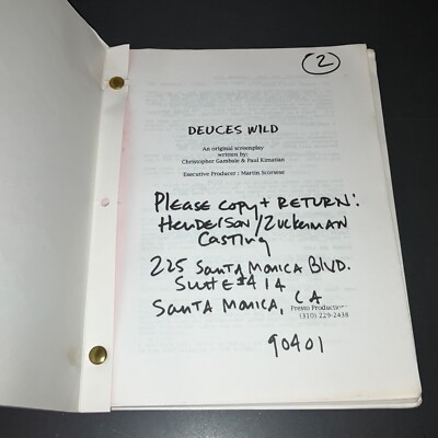 DEUCES WILD Original Script Scorsese Connection Crime Drama CAA Draft COA