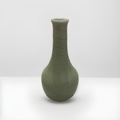 Vintage Michael Arntz Pottery Yuhuchunping Pear Shape Celadon Crackle Glaze Vase