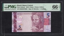 Brazil 5 Reais 2010 Pick Unlisted Uncirculated Grade 66