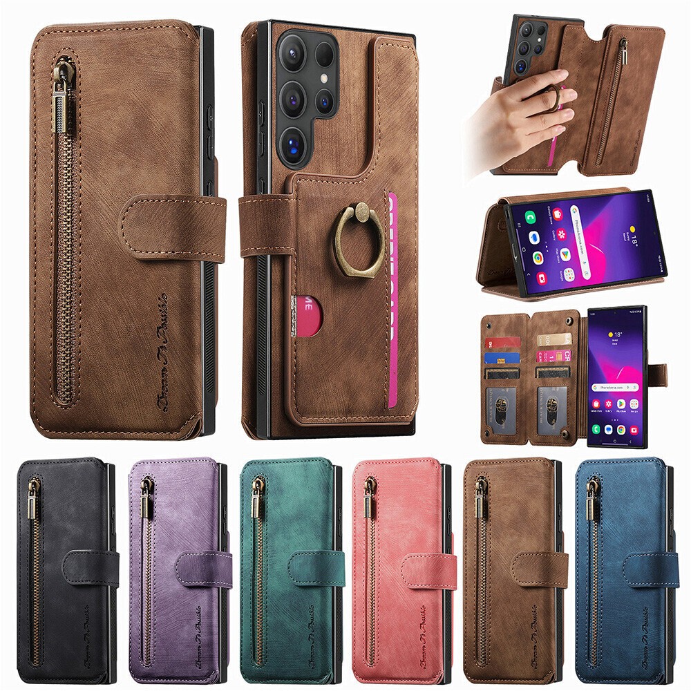 Flip Leder Brieftasche Ring Handytasche für Samsung Galaxy S25 Ultra S24 S23 S21