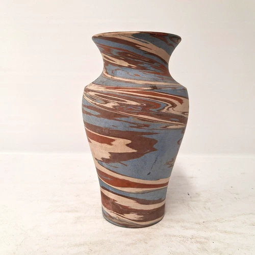 Vintage Niloak Mission Swirl Vase Art Pottery Marbled Clay Arts Crafts - AS IS