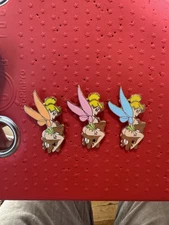 Disney Tinker Bell Straddling A Wood Chair Fantasy 3 Pin Set LE 100