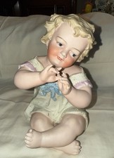 Antique Bisque Flute Baby Statue Porcelain Conta Boehme 8x5” BROKEN PINKY FINGER