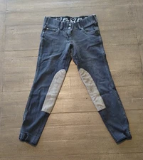 GOODE RIDER Equestrian Jeans 28R Knee Patch Stretch Breeches Light Black Color 