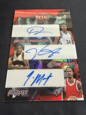 2025 Leaf Triple Autograph GIANNIS ANTETOKOUNMPO KEVIN DURANT JA MORANT Auto 1/1