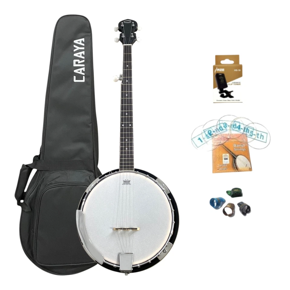 Caraya BJ005 5-String Banjo,Mahogany Resonator,Milky Top with accessories - Image 2 of 4