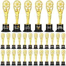 24 Pack Plastic Gold Award Trophies, Kids, Adults, Party, Competitions, Props
