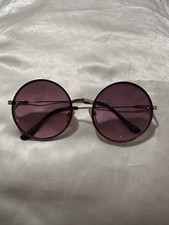 Women  s Round Sunglasses Silver Metal Frame Purple Tinted Plastic Lenses