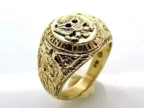 US Army Vintage Mens Customize Aggie Ring Military Ring 14k Yellow Gold Plated - Image 2 of 4