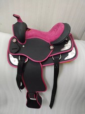 Pink Synthetic Western Barrel Racing Horse Tack Synthetic Saddle Size 15" .
