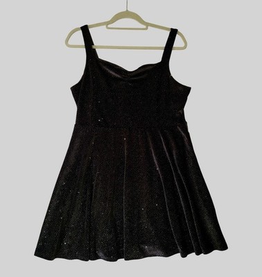 New Sugar & Jade Teen Girls Skater Dress XXL 20 22 Black Sparkle Party Holiday