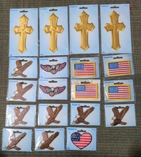 19 PC Lot Patriotic Appliques Iron On Patches Flag Eagle Cross America New