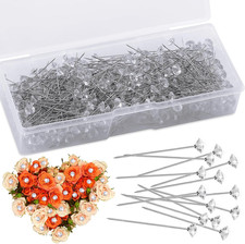 400 Pcs Diamond Boutonniere Pins, 2.1 Inch Flower Pins Straight Pins Diamond Rhi