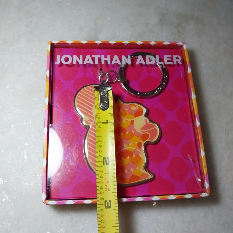 Jonathan Adler 松鼠吊坠袋小饰品配件橙色心形条纹 3 英寸 — 第 4/4 张图片