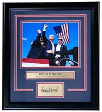 Donald Trump Framed 8x10 Assassination Attempt Photo w/ Laser Engraved Signature
