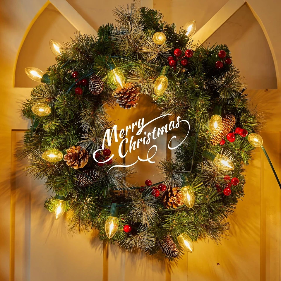 Vintage C9 LED Christmas Lights Outdoor Warm White, 50 Feet C9 String Lights for - Image 2 of 4