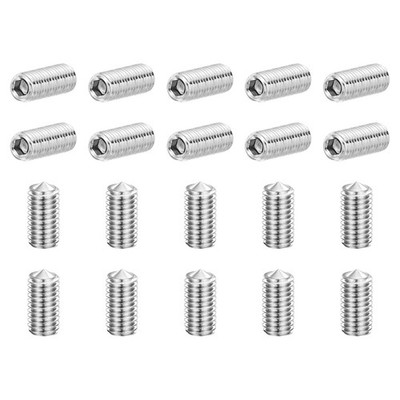 20Pcs Set Screws M8x16mm Cone Point Hex Socket Grub Screws Silver