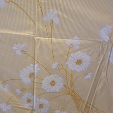 Vtg Shower Curtain Vinyl White Daisies Marigo...