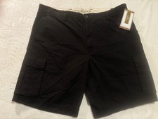 NEW Dockers Cargo Shorts Mens 40 Black Flat Front Relaxed Fit Casual Hiking Fish