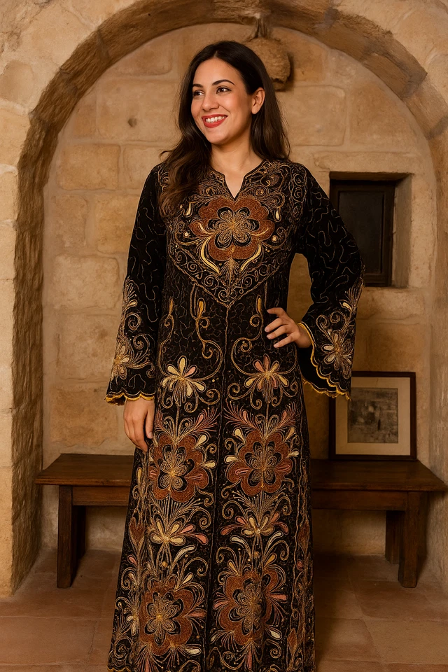 Auténtico Vestido Thobe Palestino | Vestido Abaya Tradicional Bordado Foto 4 de 4