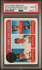 2018 #6 CHARLIE BLACKMON/CODY BELLINGER/GIANCARLO STANTON/NOLAN ARENADO PSA 10