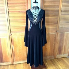 Devil Fashion Gothic Victorian Vampire "Velvet Maiden" Lace Long Gown Dress L