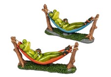 717931 Frosch in Hängmatte 20cm Deko-Figur Kunststein gefertigt STÜCKPREIS