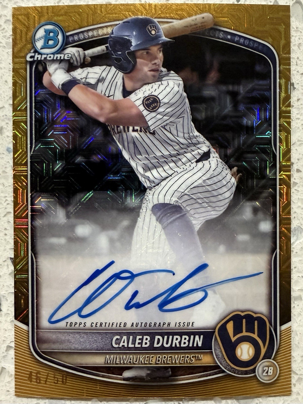 2025 Bowman Chrome - #BMA-CDU Caleb Durbin Auto Autograph Gold Mojo /50 MIL BOS