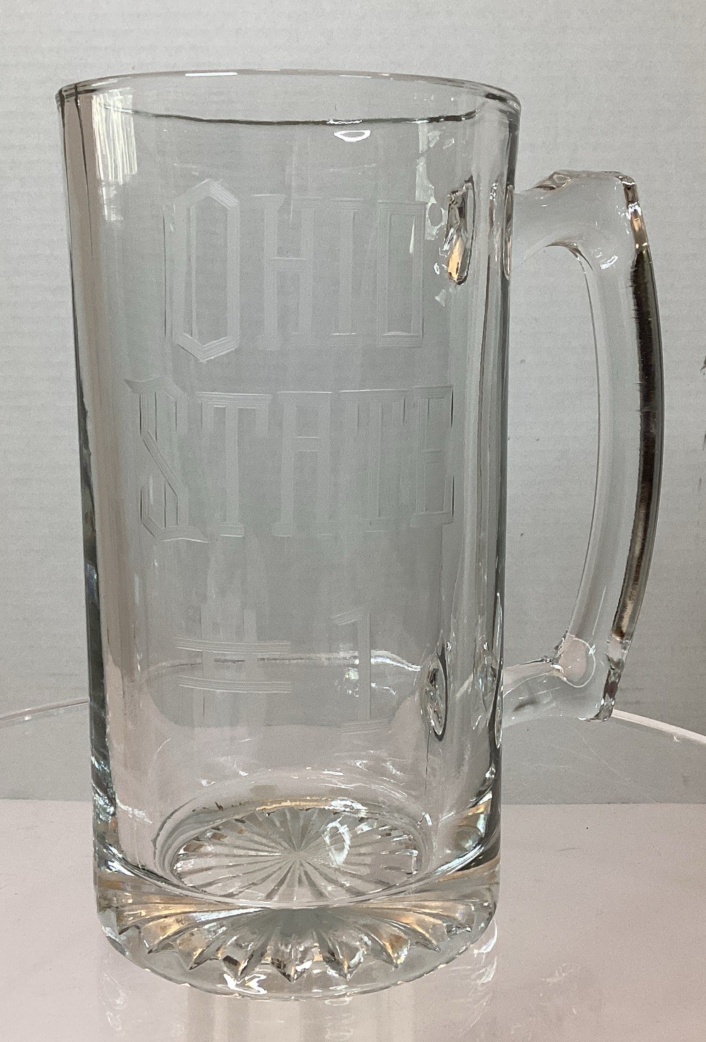 Vntg Libby Heavy Duty 28oz  7” Tall Clear Glass With OHIO STATE#1 Beer Stein Mug