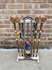 Vintage Wood Croquet Set with Stand - 4 Player Set