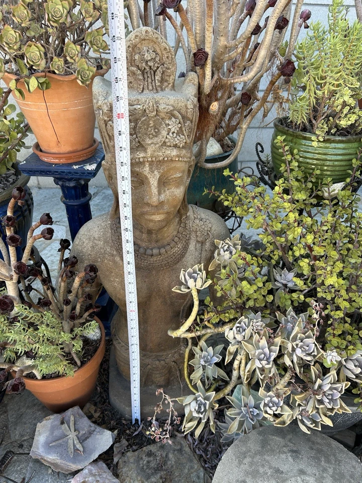 Antigua estatua de jardín Apsara o Devi Tara de la India 37" más de 30 años Zen Foto 2 de 4