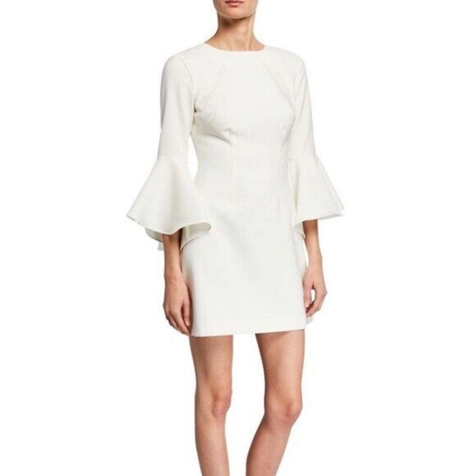 OFF WHITE Mini abito girocollo Mallory probabilmente nuovo con etichette bianco sporco manica a balza taglia 8