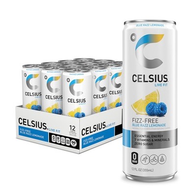CELSIUS Fizz Free Blue Razz Lemonade, Sugar Energy 12 Fl Oz (Pack of 12)