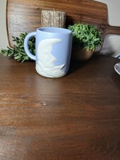 Vintage IDC Home Blue Celestial Coffee Mug Embossed Crescent Moon & Clouds