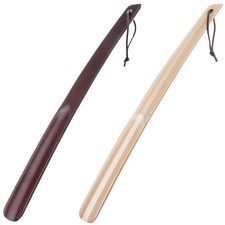 Shoe Horn Long Handle Super Strong Plastic/Genuine Wood with LanyardShoehorn