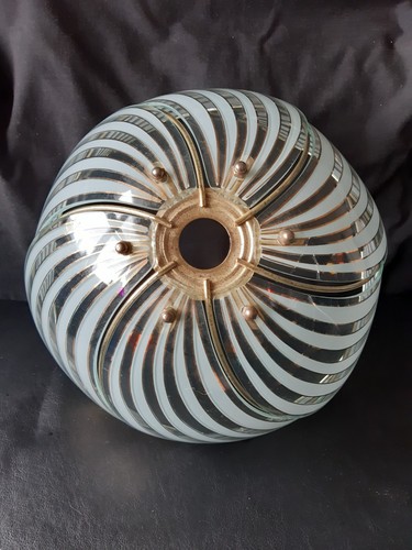 Vintage Brass, Glass Panel Light Shade - Picture 2 of 6
