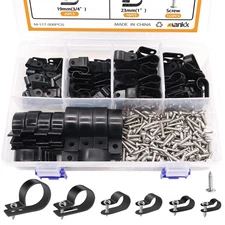 306PCS Cable Clips Wire Clips Assortment Kit Nylon Plastic R-Type Cable Clamps W
