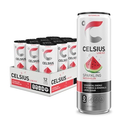 CELSIUS Sparkling Watermelon, Functional 12 Fl Oz (Pack of 12), Watermelon 