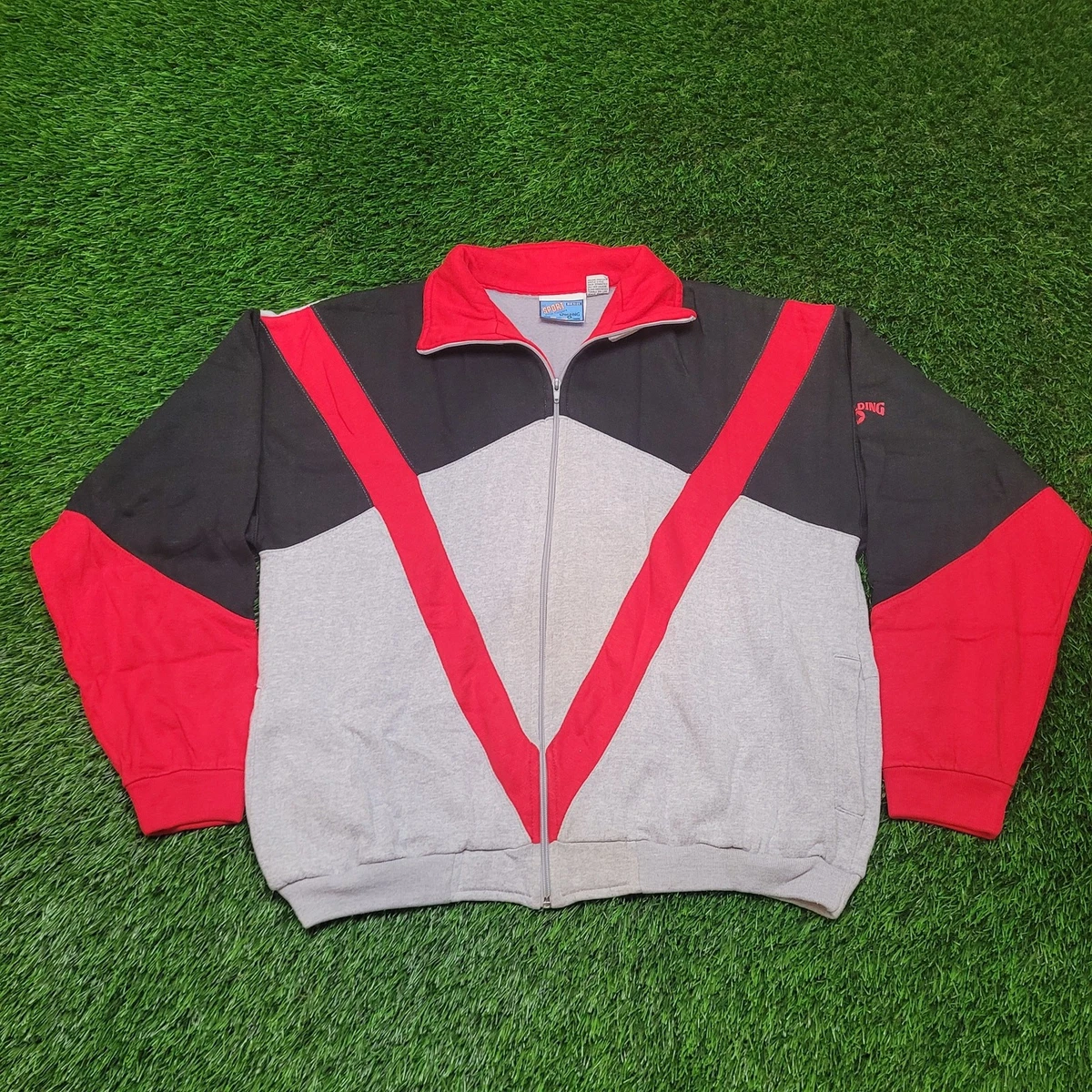 Veste Coupe-vent Spalding Sport Pro – Homme XL – Vintage Années 90 – Bleu Et Rouge