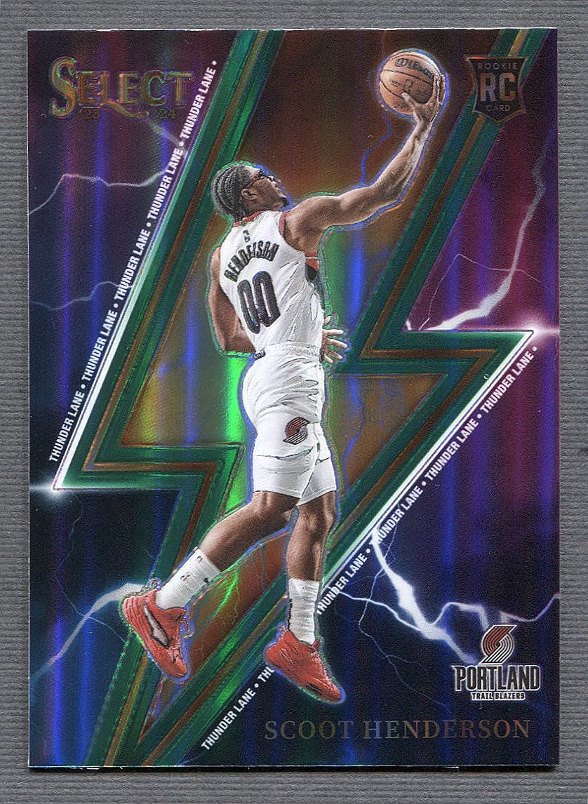 2023-24 Panini Select Thunder Lane Green Prizms #15 Scoot Henderson RC